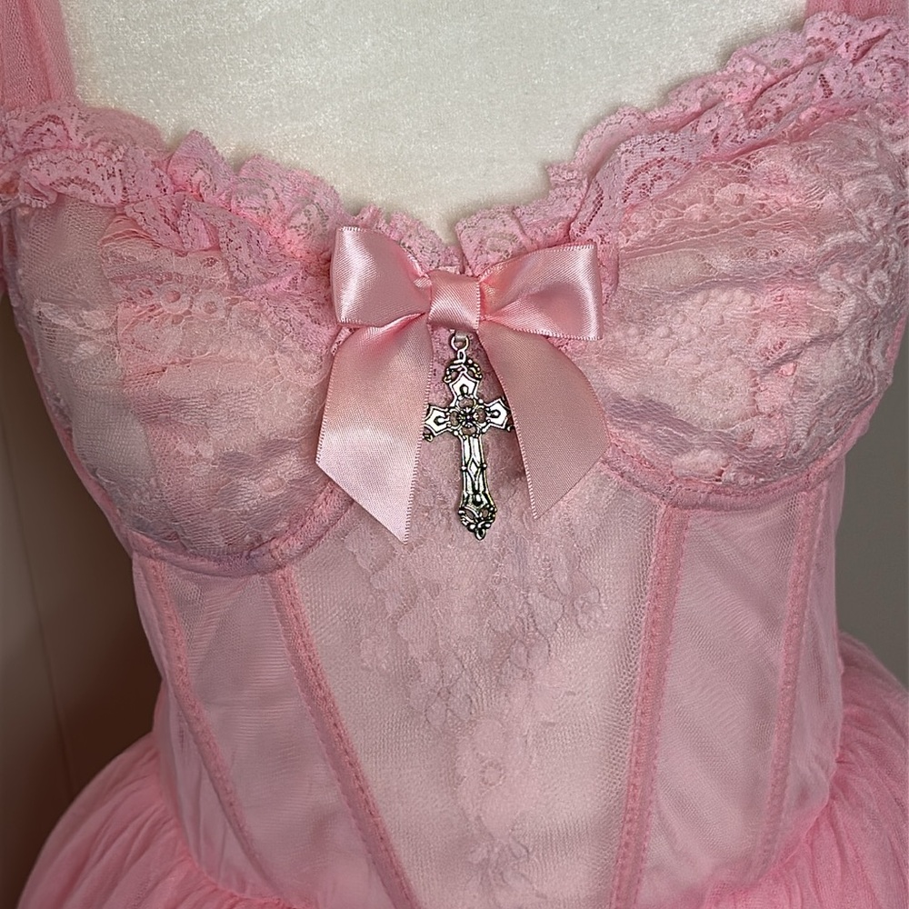 NWT Dolls Kill Widow Dance With Death Sleeveless Maxi Dress - Pink - Picture 5 of 16